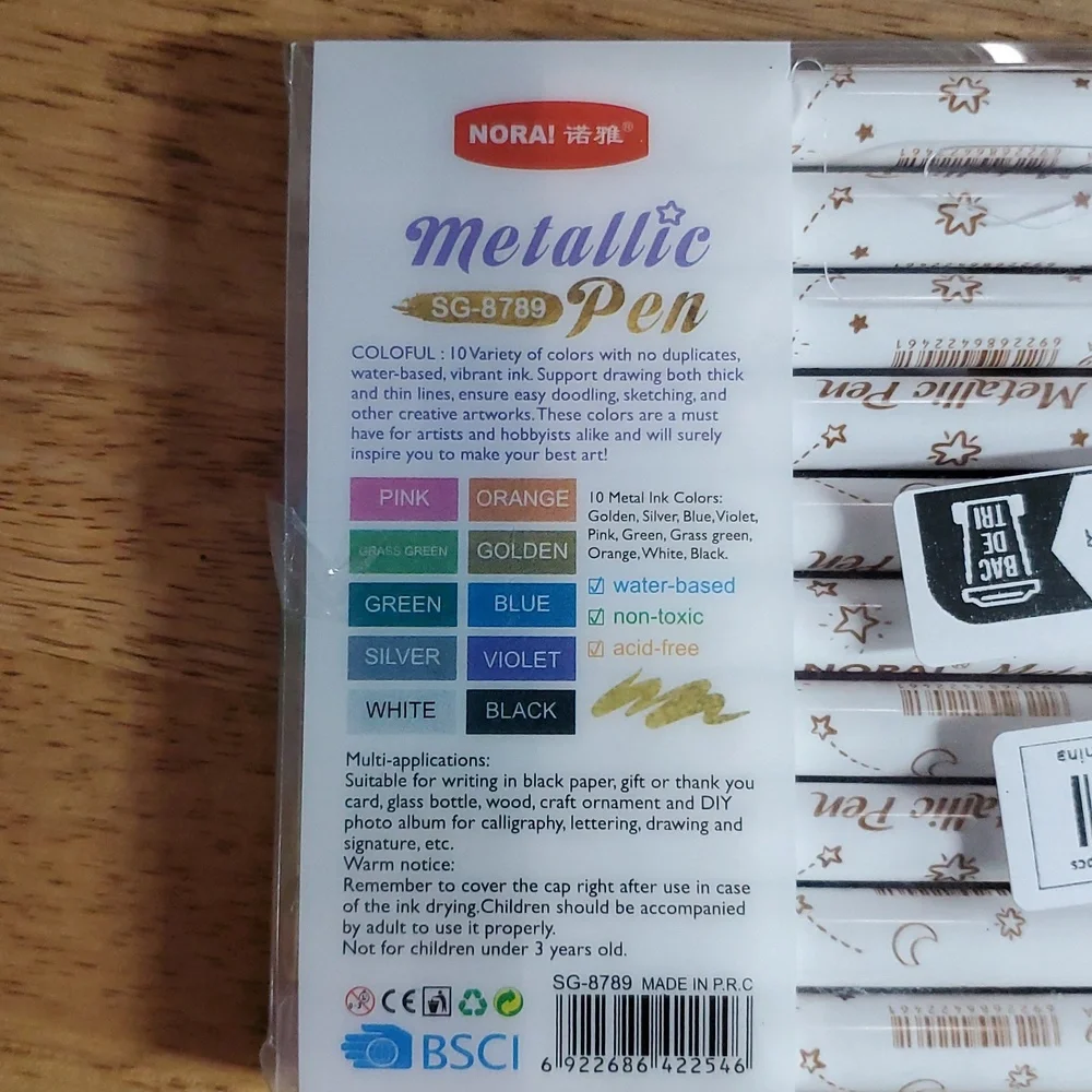 Metallic Pen Set - 10 Multicolor Metallic Markers